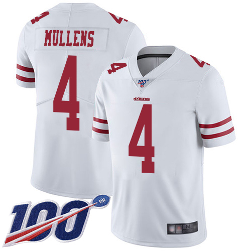 San Francisco 49ers Limited White Men Nick Mullens Road NFL Jersey #4 100th Season Vapor Untouchable->san francisco 49ers->NFL Jersey